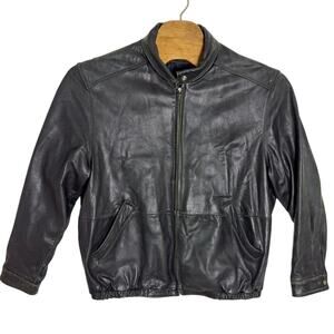 VTG Y2K American Classics Leather Bomber Jacket Men's Size XL Black Full Zipper